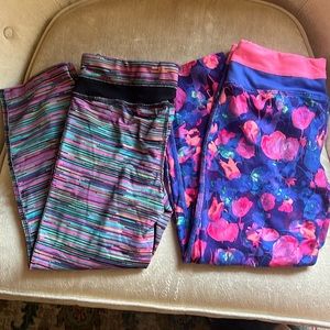 2 Pairs of C9 Champions Girls Workout Pants Pink & Blue Size Large 10-12